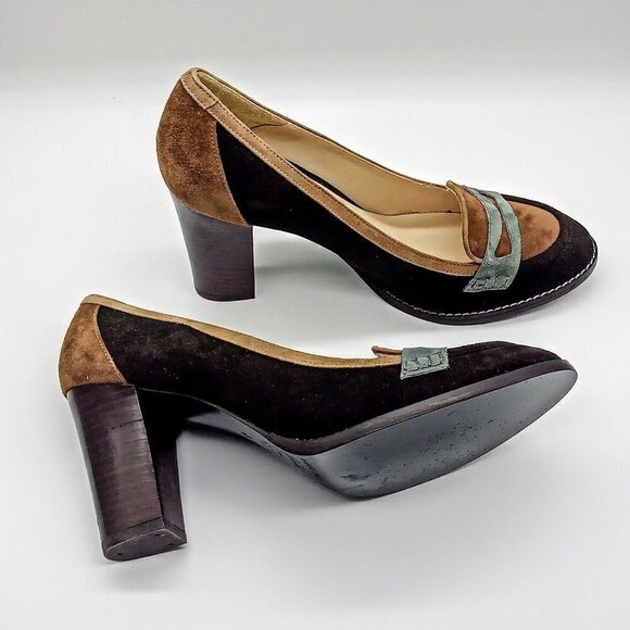 Ramon Tenza Suede Colorblock Heels - Size 7.5M & 8M - Picture 4 of 9